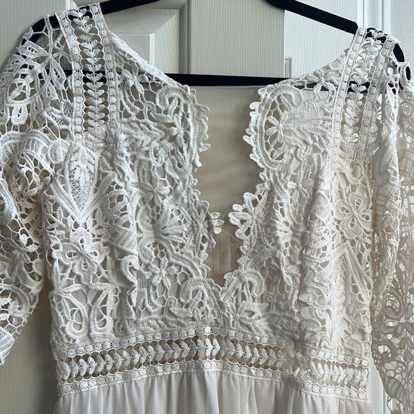 Cream Lace Maxi Dress - Picture 2 of 3